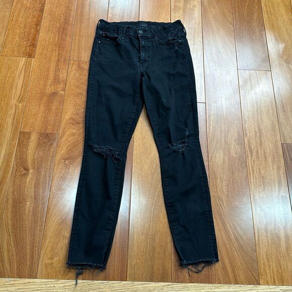 Mother Jeans Womens Black Label Looker Ankle Fray Guilty as Sin Distressed 26 - Picture 3 of 12